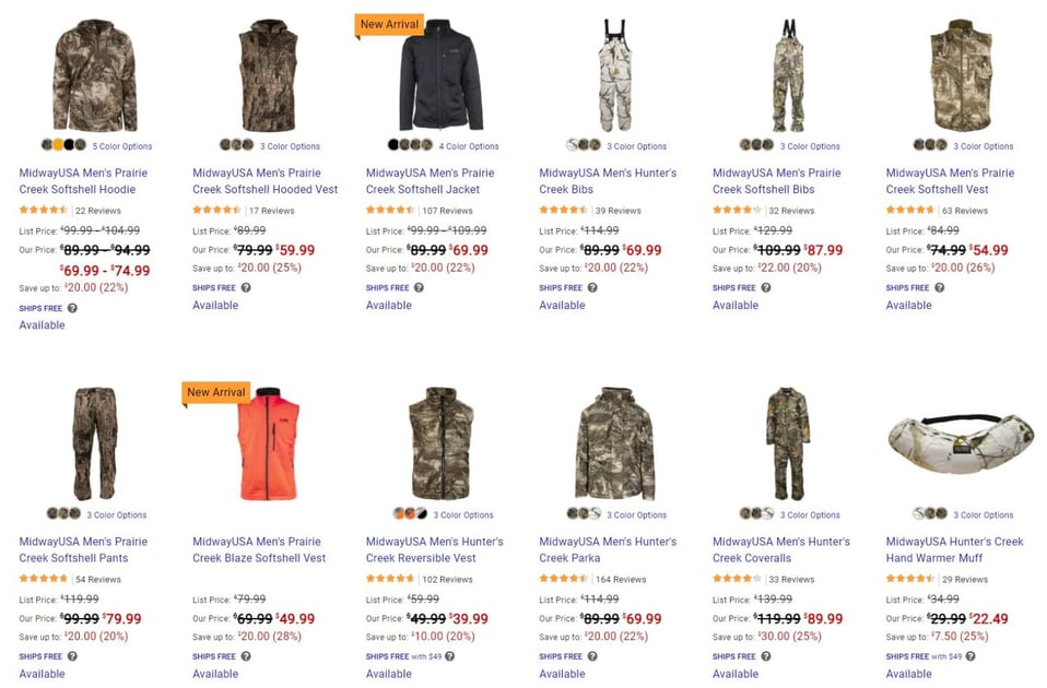 MidwayUSA Hunting Clothing on Sale + Free Shipping gun.deals